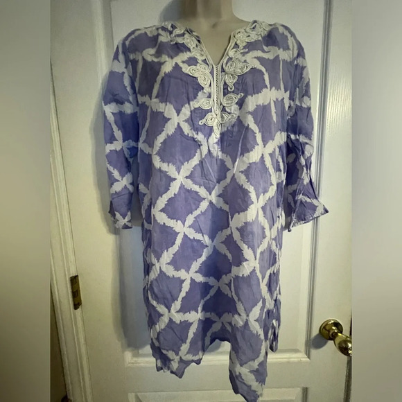 Roberta Roller Rabbit Cotton Tunic Cover Up Top Small Vacation Travel Resortwear - Picture 1 of 7